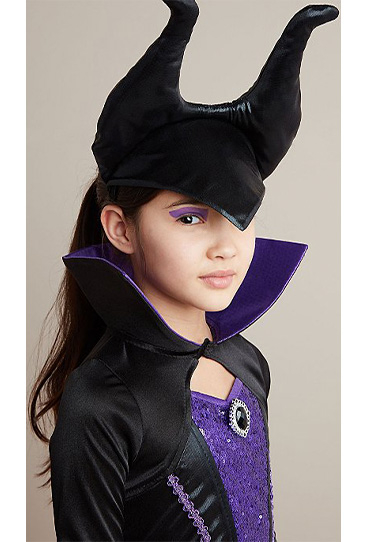 Child wearing George Maleficent Halloween costume
