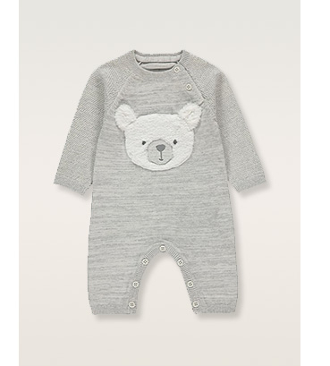 Grey sleepsuit with bear design