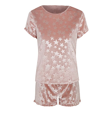 Product image of Tickled Pink velour star print short pyjamas