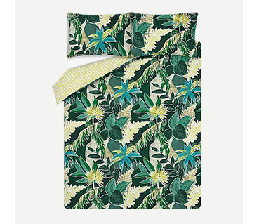 Green jungle floral bedding set