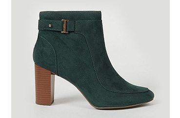 Emerald green suede effect buckle ankle boots