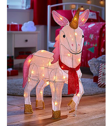 Pink unicorn shaped Christmas light