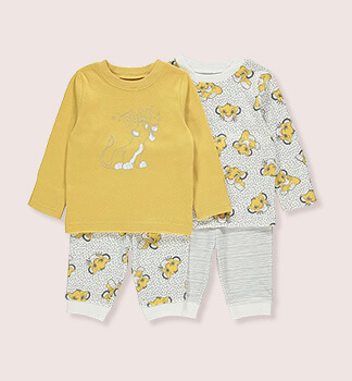 Two Disney's The Lion King baby outfits, both designed with Simba