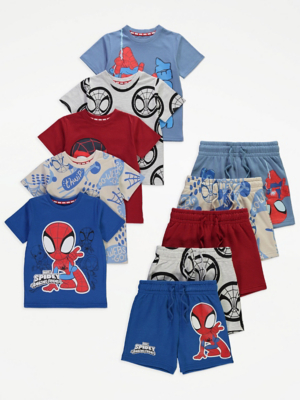 Lot De 2 T-Shirts Spider-Man Marvel Pour Garçons - 100% Coton - Manches Courtes - Bleu Et Rouge