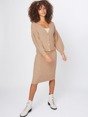 camel midi cardigan