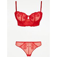 Entice Red Non Padded Longline Bra and Thong Set | George at ASDA