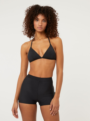Black Triangle Bikini and Short Bikini Bottoms Set at ASDA