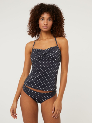 Black Polka Dot Tankini Top and Briefs Set at ASDA