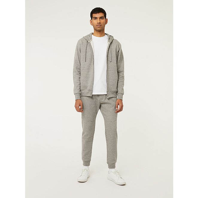 Grey Jersey Zip Through Hoodie And Joggers Outfit