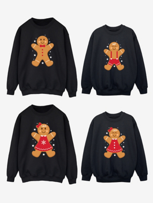 Matching NW2 Gingerbread Family Black Printed Sweatshirt | George at ASDA
