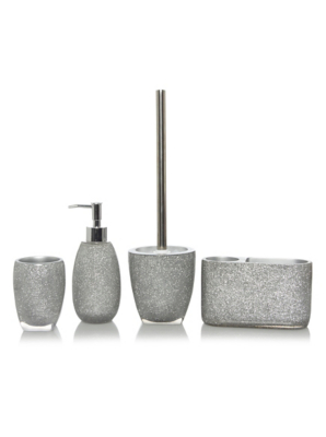 Silver Glitter Bath Accessories Range | Bathroom Accessories | George