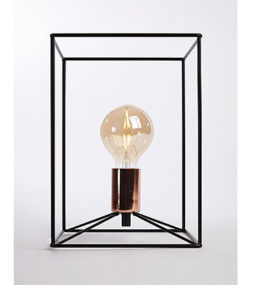 Black geometric wire frame table lamp