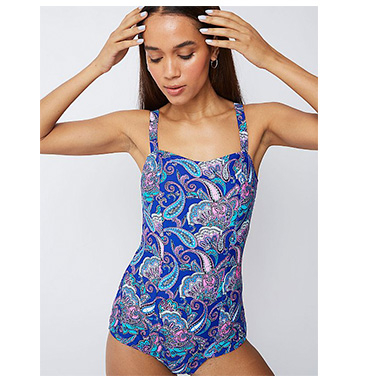 This neon paisley one-piece swimsuit by Bodysculpt takes poolside confidence to a whole new level