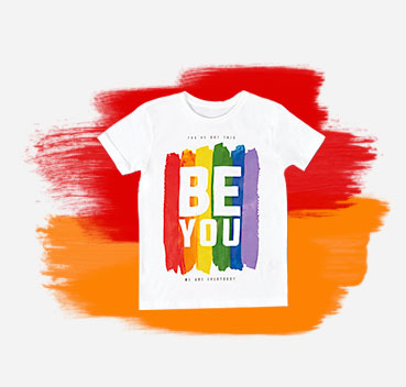 Be yourself with this rainbow Pride white T-shirt