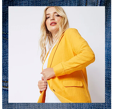 With a soft structure and casual fit, this yellow blazer will brighten up any outfit