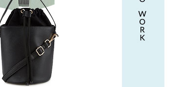 This black bucket bag comes with one handle and a shoulder strap