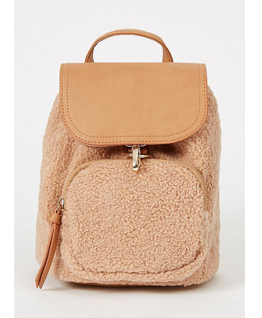 Brown boucle mini rucksack