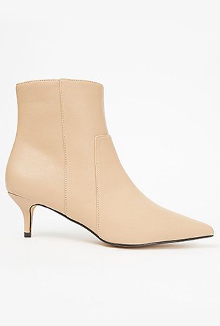 Camel pointed ankle boots.