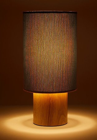 Orange Cord table lamp with wooden base