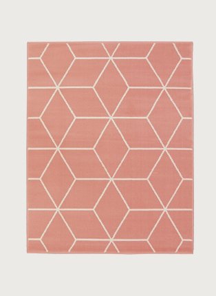 Pink geometric rug.