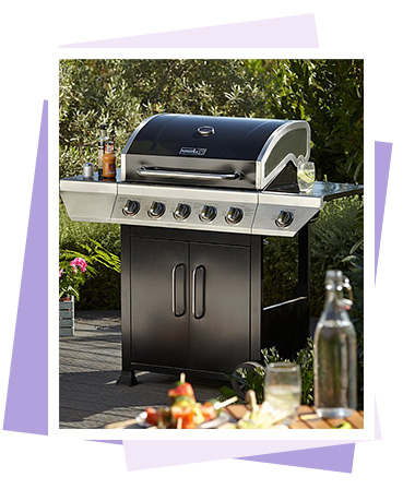 Nexgrill 5 Burner and Side Gas Grill BBQ has a 28 burger capacity and side flush burner 