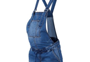 Maternity denim jumpsuit.