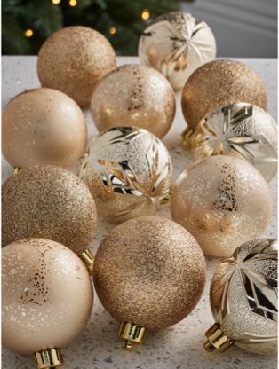 Gold decorative baubles.