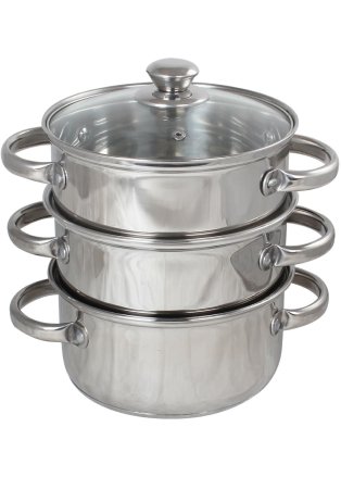 Silver-tone 3-tier steamer.