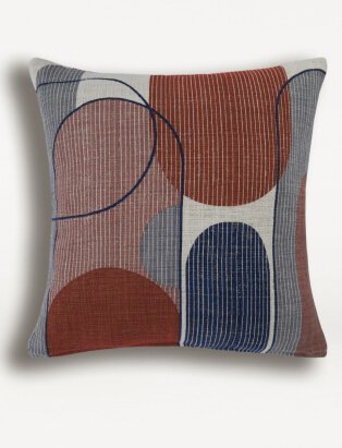Multicoloured abstract pattern scatter cushion.