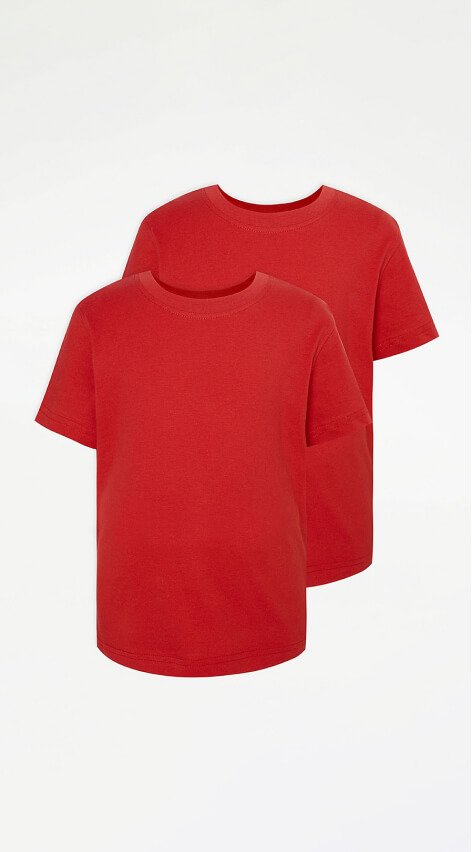 Red Crew Neck School T-Shirt 2 Pack