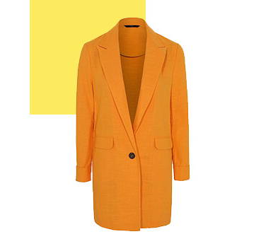 Add a fun touch to your office attire with a bright orange blazer