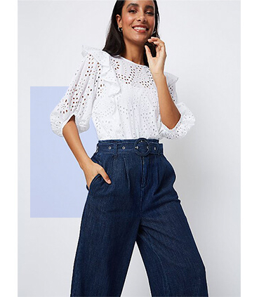 Lighten up your outfit with a breezy broderie anglaise blouse
