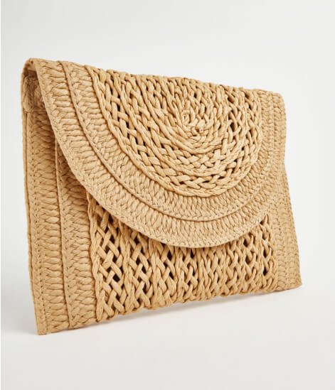 Straw clutch bag.