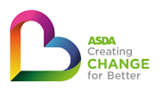 A rainbow heart icon with the ocean in the background and text saying 'Asda Creating change for Better'
