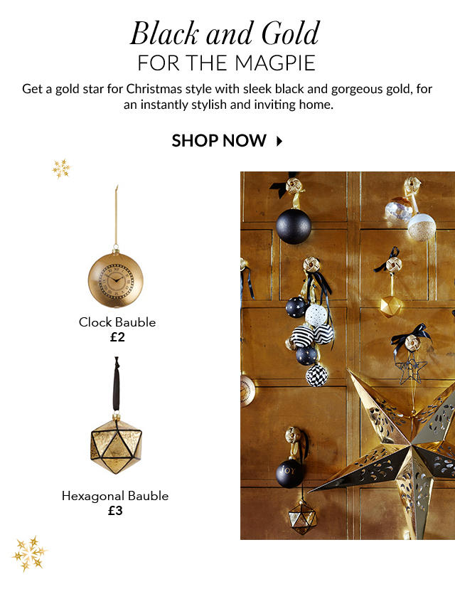Shop Black and gold Christmas decorations at George.com