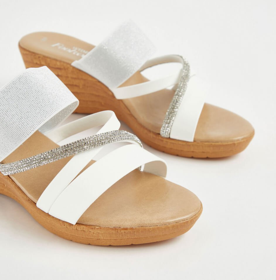 Silver wide fit cork wedges