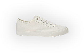 White canvas lace up trainer