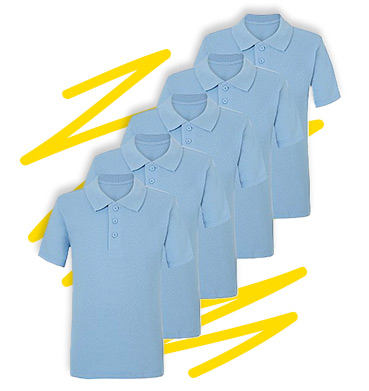 Made with 100% cotton, this versatile pack of 5 blue school polo shirts will keep them comfy all week