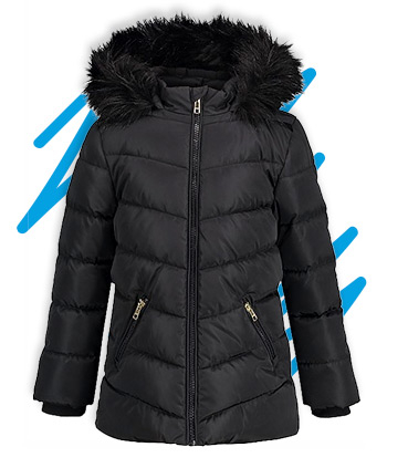 This hooded coat is filled with padding to help keep your youngster warm and protected from the elements