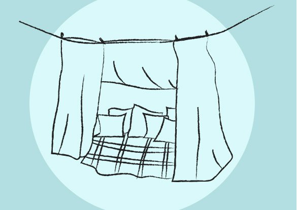 Illustration of a washing line style fort
