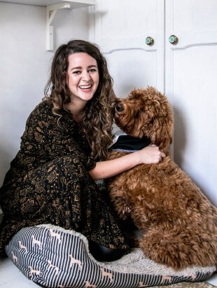 Woman with her dog.