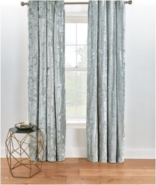 Grey Embossed Crushed Velvet Eyelet Curtains