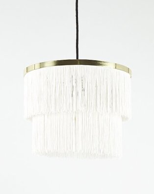 White and Gold Fringe Shade