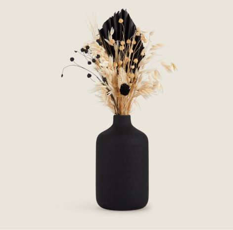 Dried Floral Arrangement in Black Vase