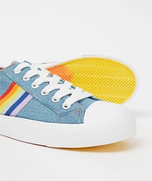 Blue denim rainbow trim trainers.