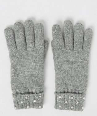 Grey Pearl Trim Gloves