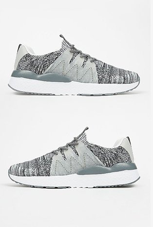 Grey space knitted trainers.