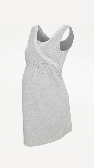 Product shot of maternity grey lace trim nightdress