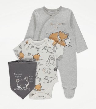 Grey 'That's Not My Fox' sleepsuit set.