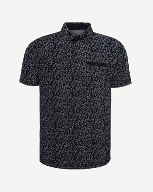 Men’s black patterned polo shirt